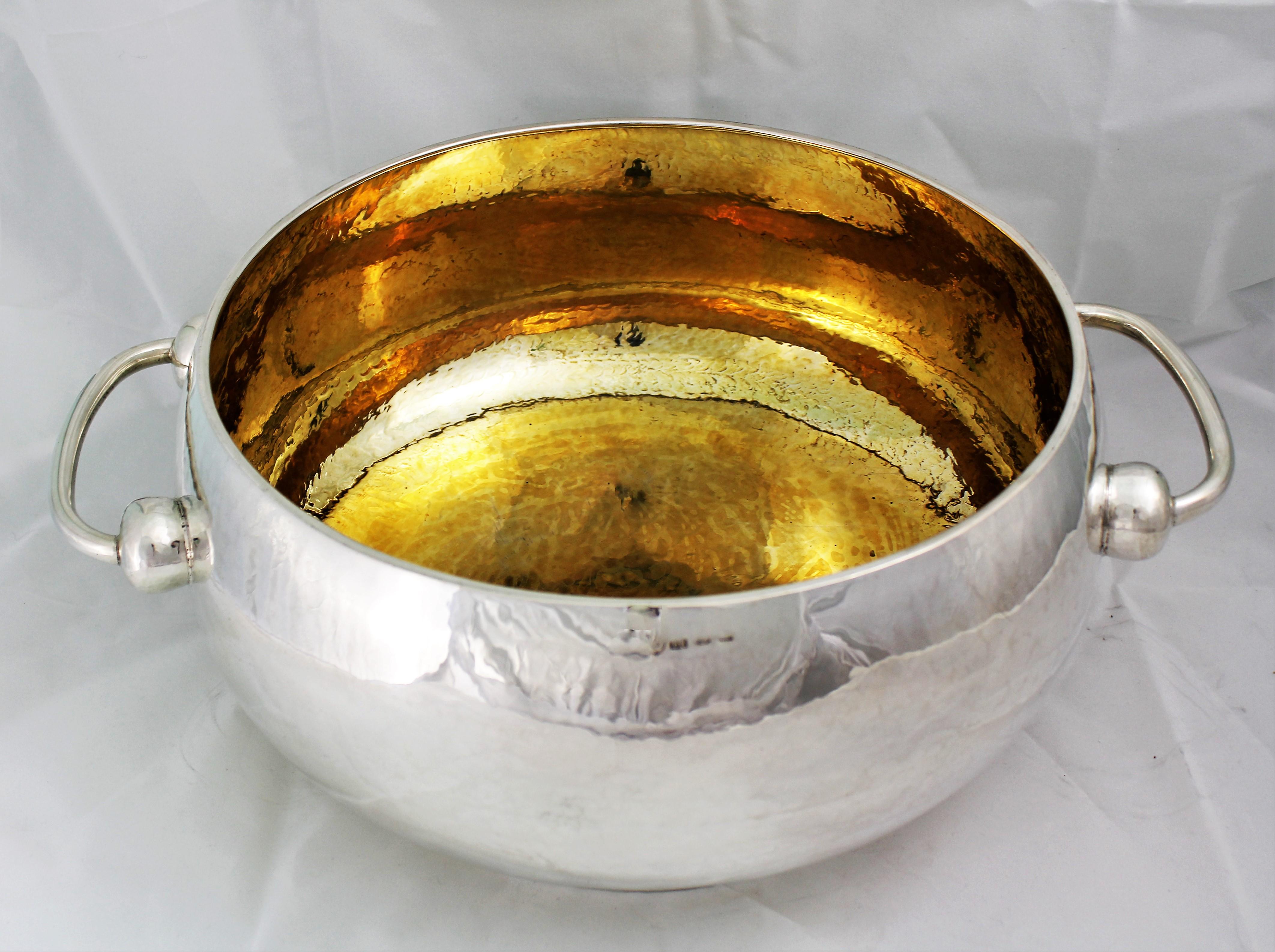 Italian 20th Century Silver Punch Bowl by Brandimarte Florence, Italy, 1970s For Sale