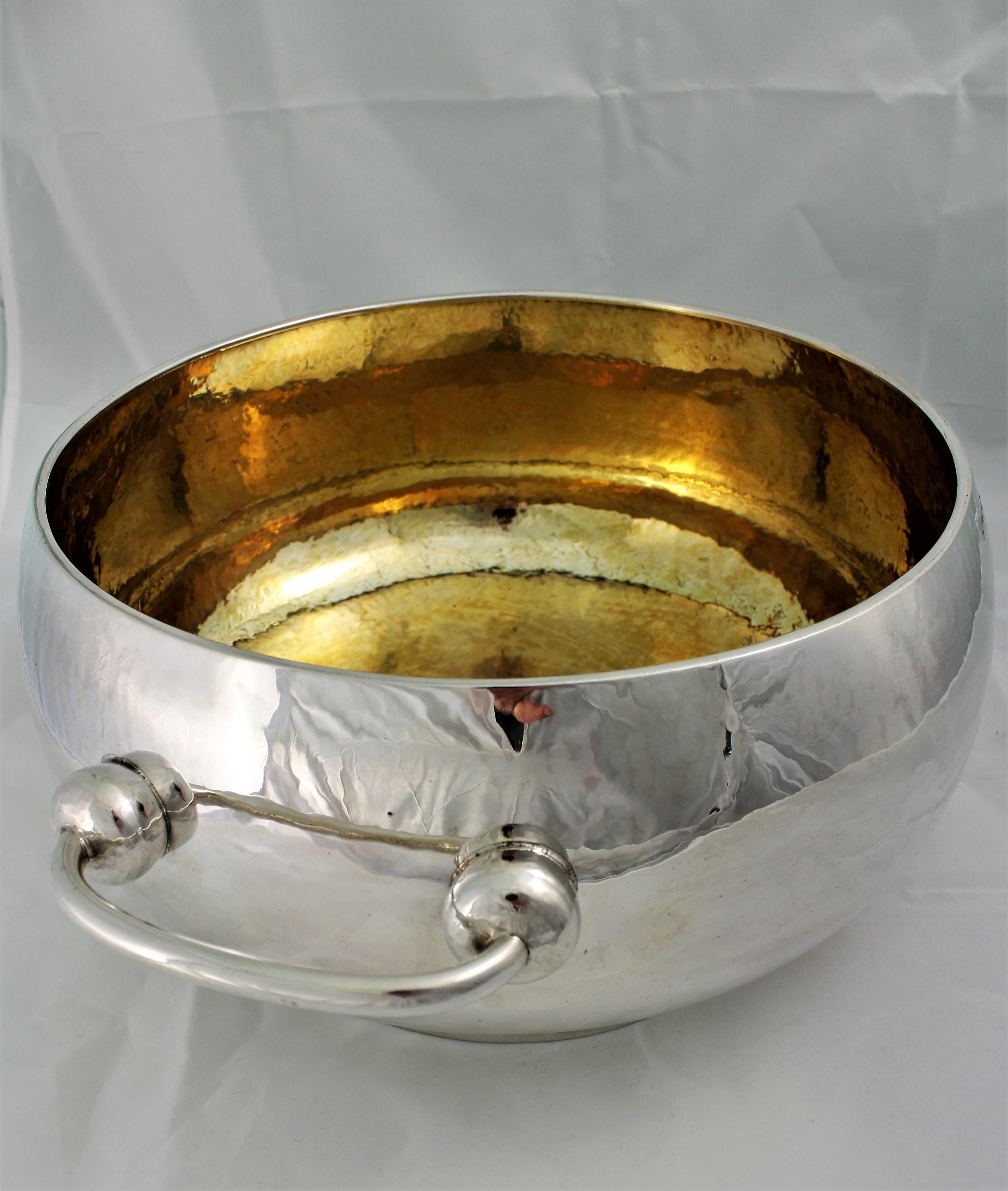 Late 20th Century 20th Century Silver Punch Bowl by Brandimarte Florence, Italy, 1970s For Sale