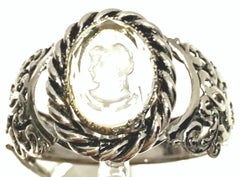 20th Century Silver & Reverse Carved Glass Cameo Bracelet