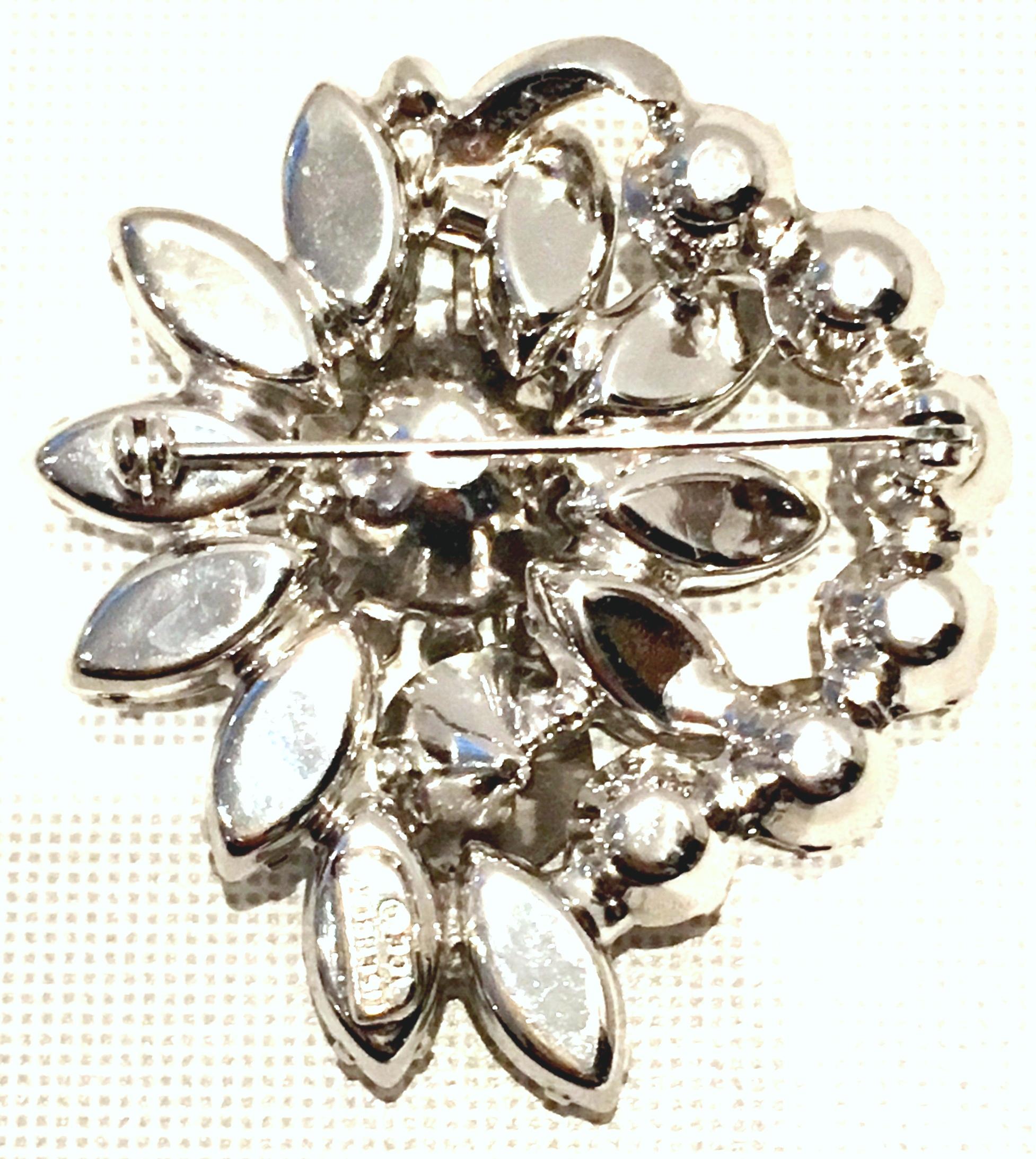 20th Century Silver & Swarovski Crystal Abstract Floral Brooch By, Eisenberg Ice 7