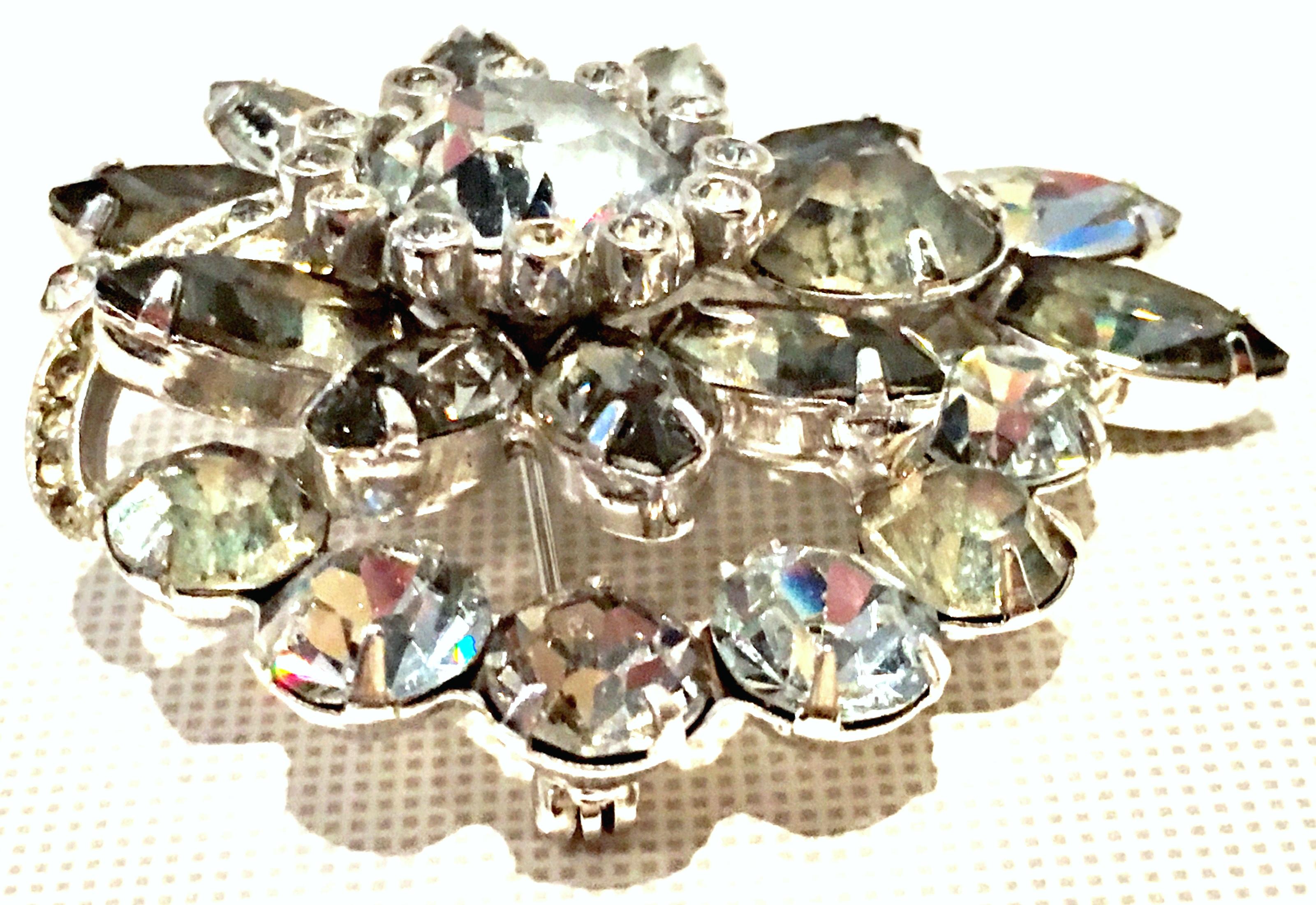 20th Century Silver & Swarovski Crystal Abstract Floral Brooch By, Eisenberg Ice For Sale 1