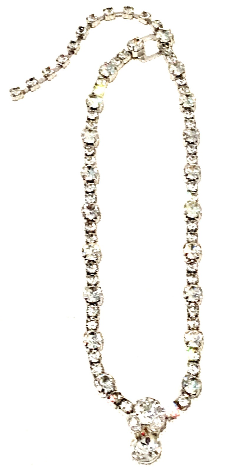 20th Century Silver and Swarovski Crystal Choker Style Necklace By, Eisenberg For Sale at