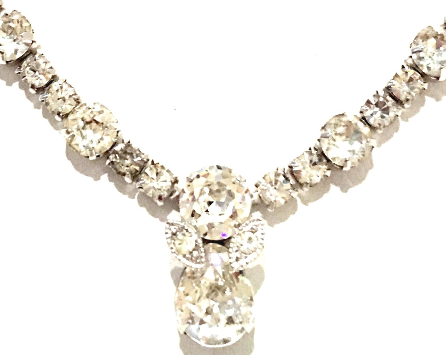 Women's or Men's 20th Century Silver & Swarovski Crystal Choker Style Necklace By, Eisenberg
