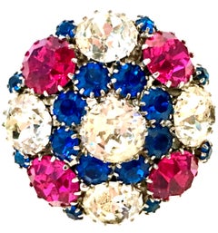 20th Century Silver & Swarovski Crystal "Dome" Brooch