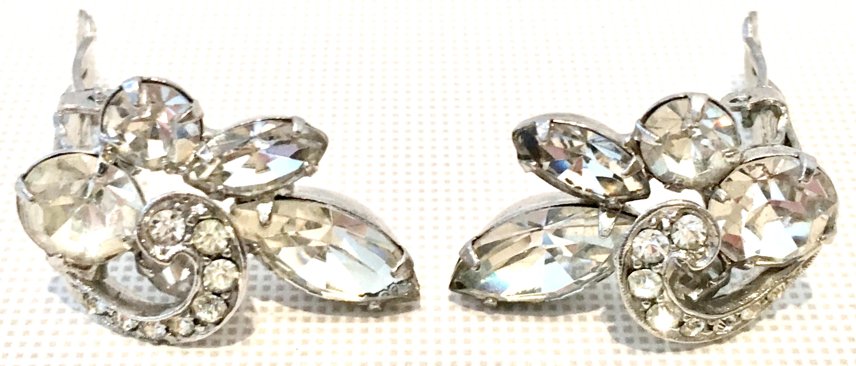 Women's or Men's 20th Century Silver & Swarovski Crystal Earrings By, Eisenberg For Sale