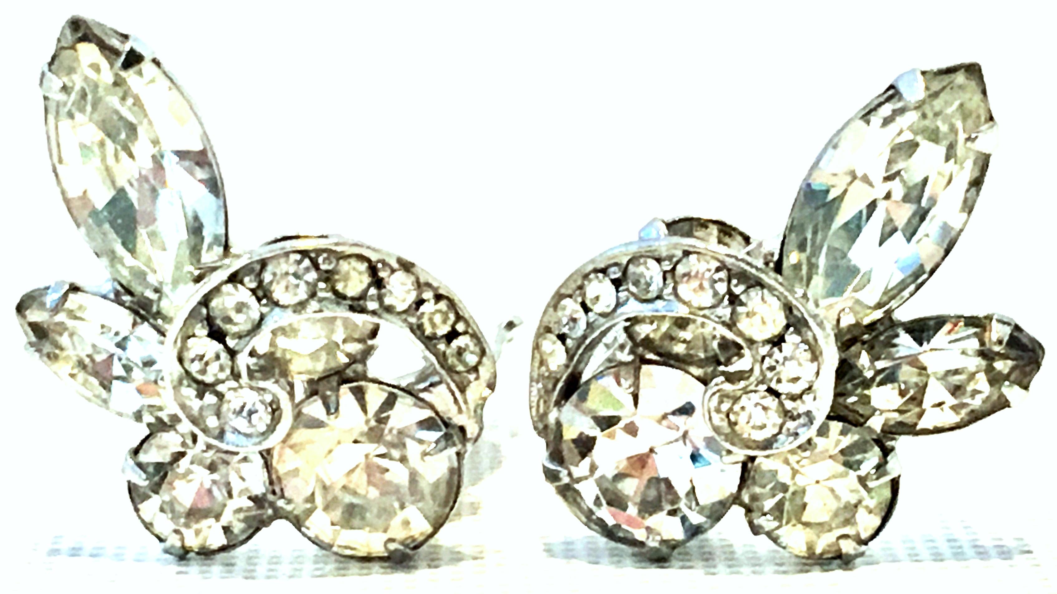 20th Century Silver & Swarovski Crystal Earrings By, Eisenberg In Good Condition For Sale In West Palm Beach, FL