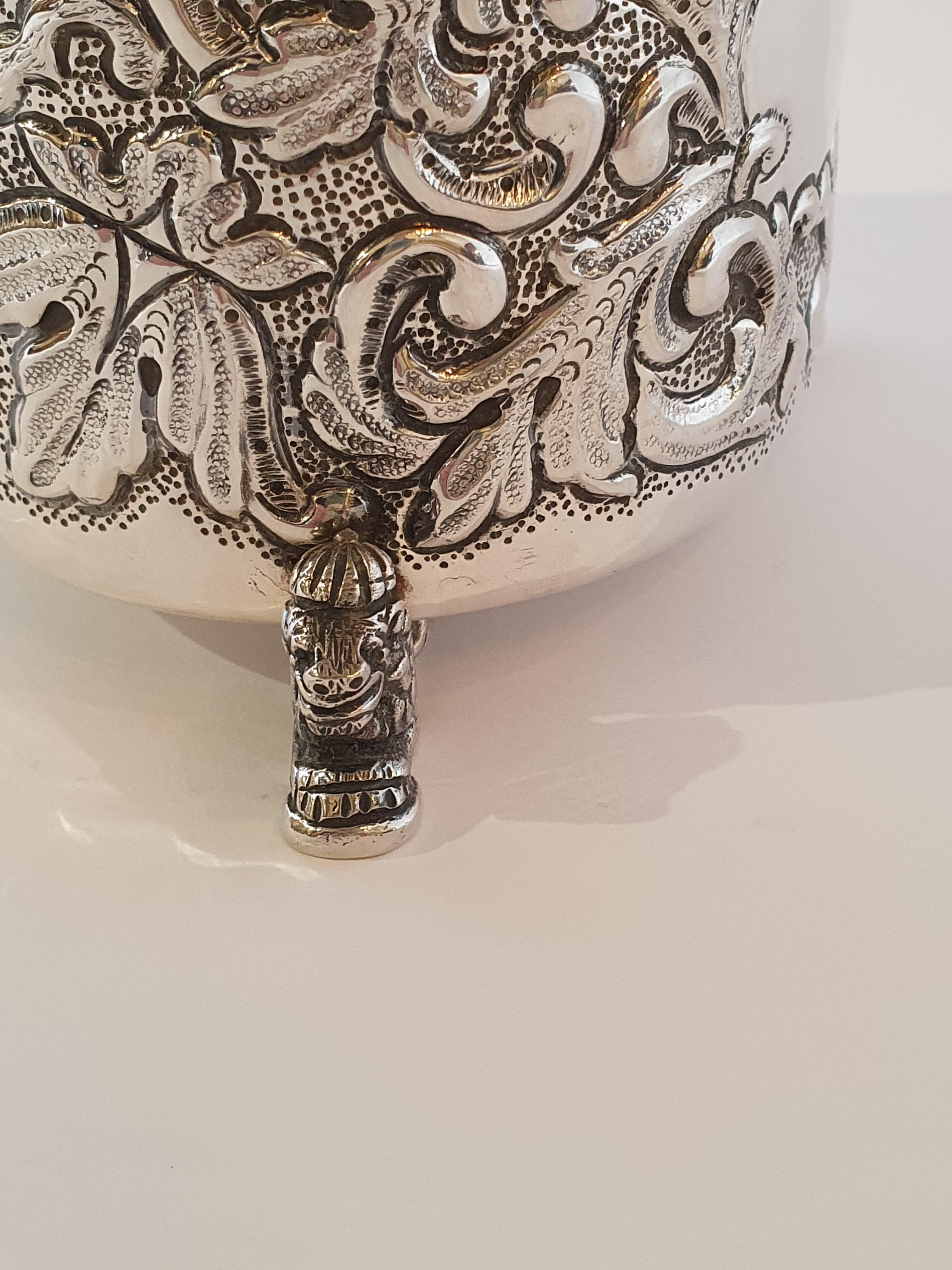 Late 20th Century 20th Century Silver Tankard with Figural Lion Accents, Hungary, 1996 For Sale