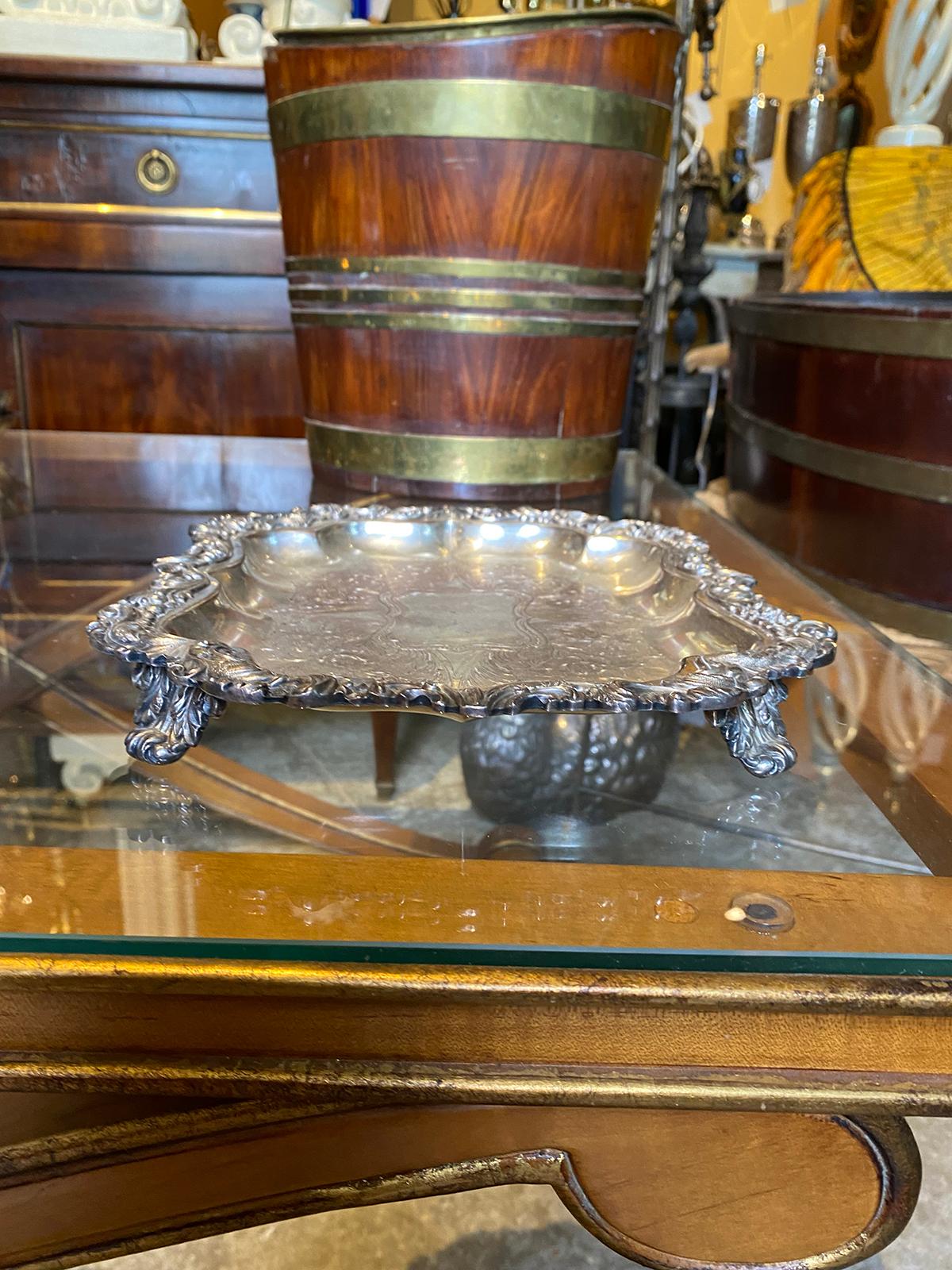 20th Century Silver plate Tray, Marked For Sale 8