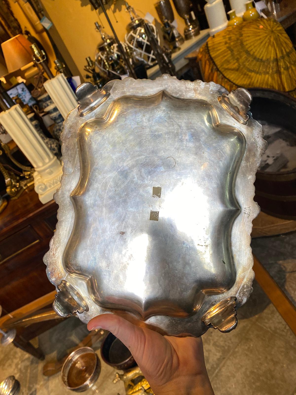 20th Century Silver plate Tray, Marked For Sale 9