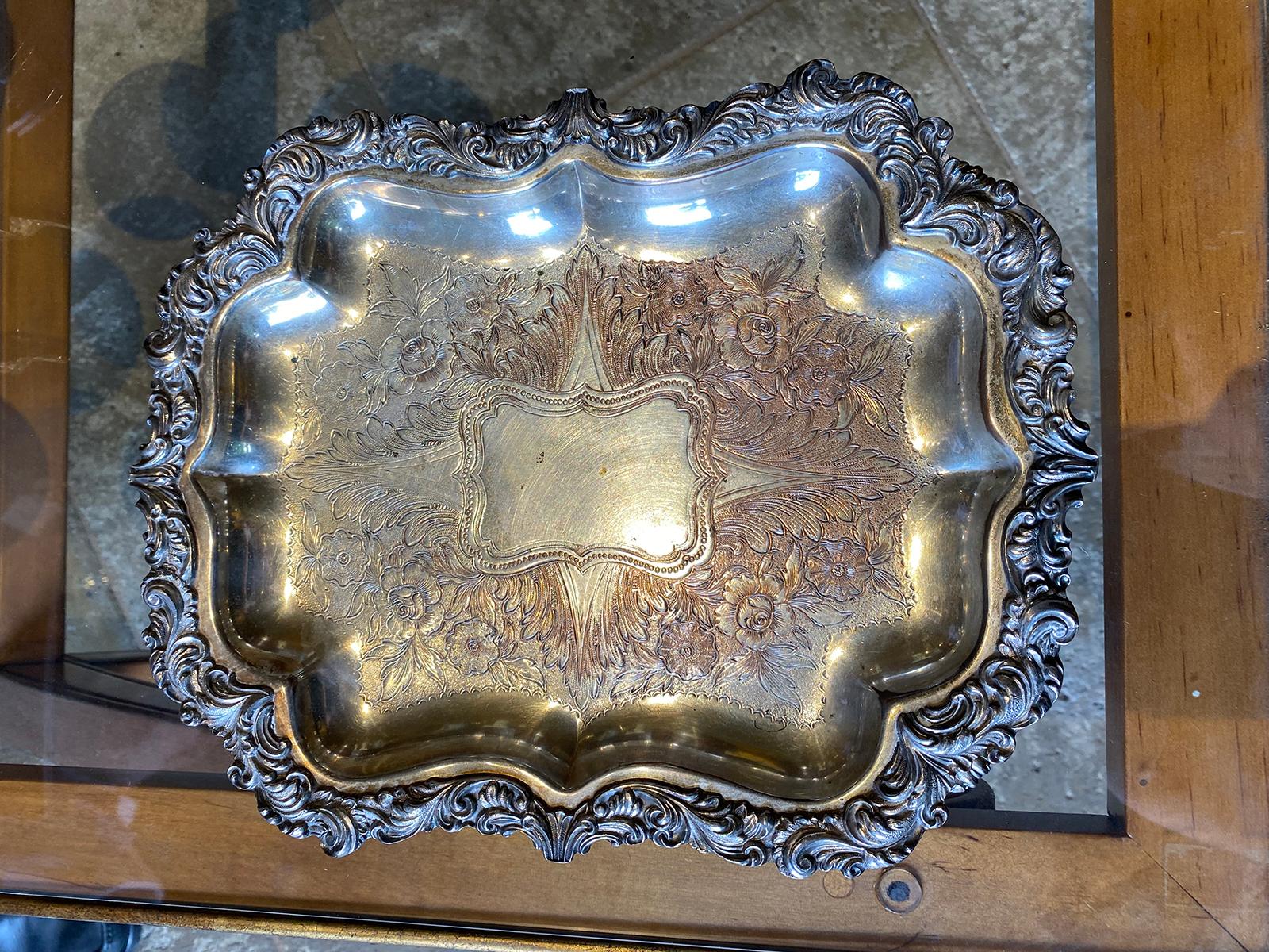 20th Century Silver plate Tray, Marked In Good Condition For Sale In Atlanta, GA