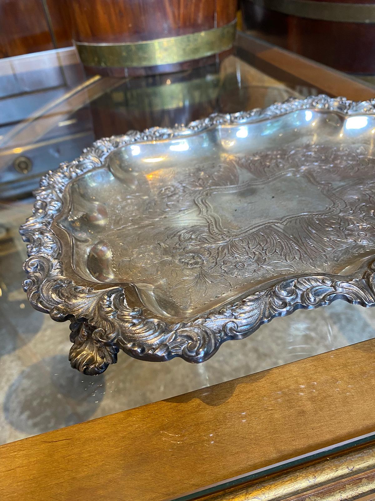 20th Century Silver plate Tray, Marked For Sale 3