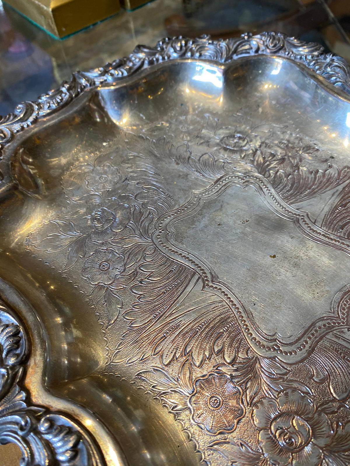 20th Century Silver plate Tray, Marked For Sale 6