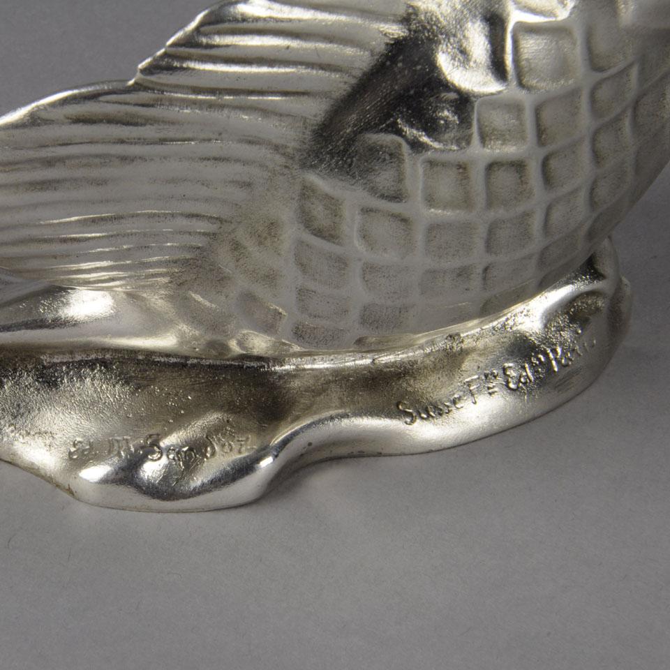 20th Century Silverd Bronze Sculpture Entitled Leaping Fish by É M Sandoz For Sale 4