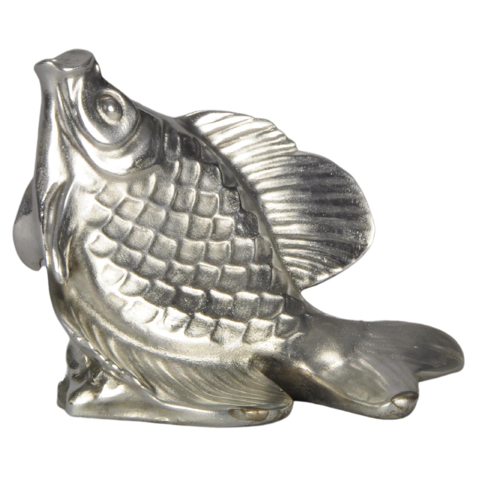 20th Century Silverd Bronze Sculpture Entitled Leaping Fish by É M Sandoz For Sale