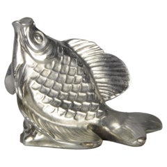 20th Century Silverd Bronze Sculpture Entitled Leaping Fish by É M Sandoz