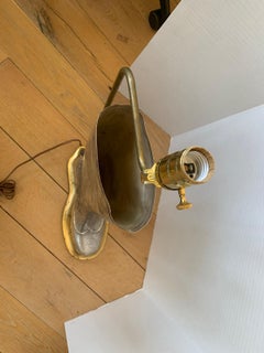 20th Century Silvered Boot as Lamp on Custom Giltwood Base