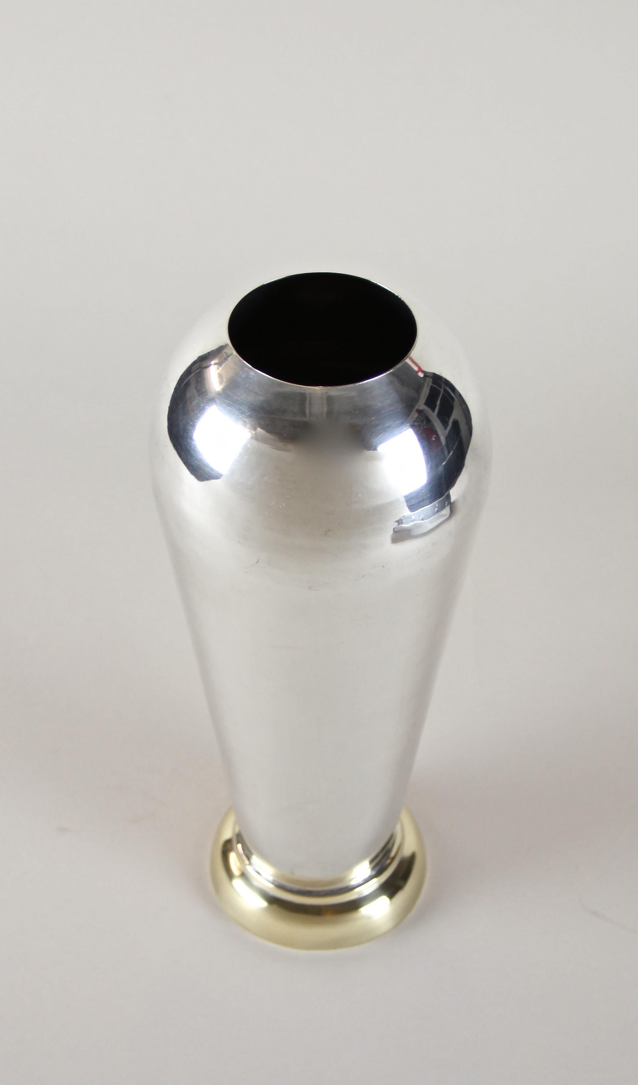 20th Century Silvered Brass Vase Art Deco, Austria, circa 1920 3