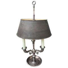 20th Century Silvered and Bronze Bouillotte Table Lamp