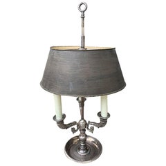 20th Century Silvered and Bronze Bouillotte Table Lamp