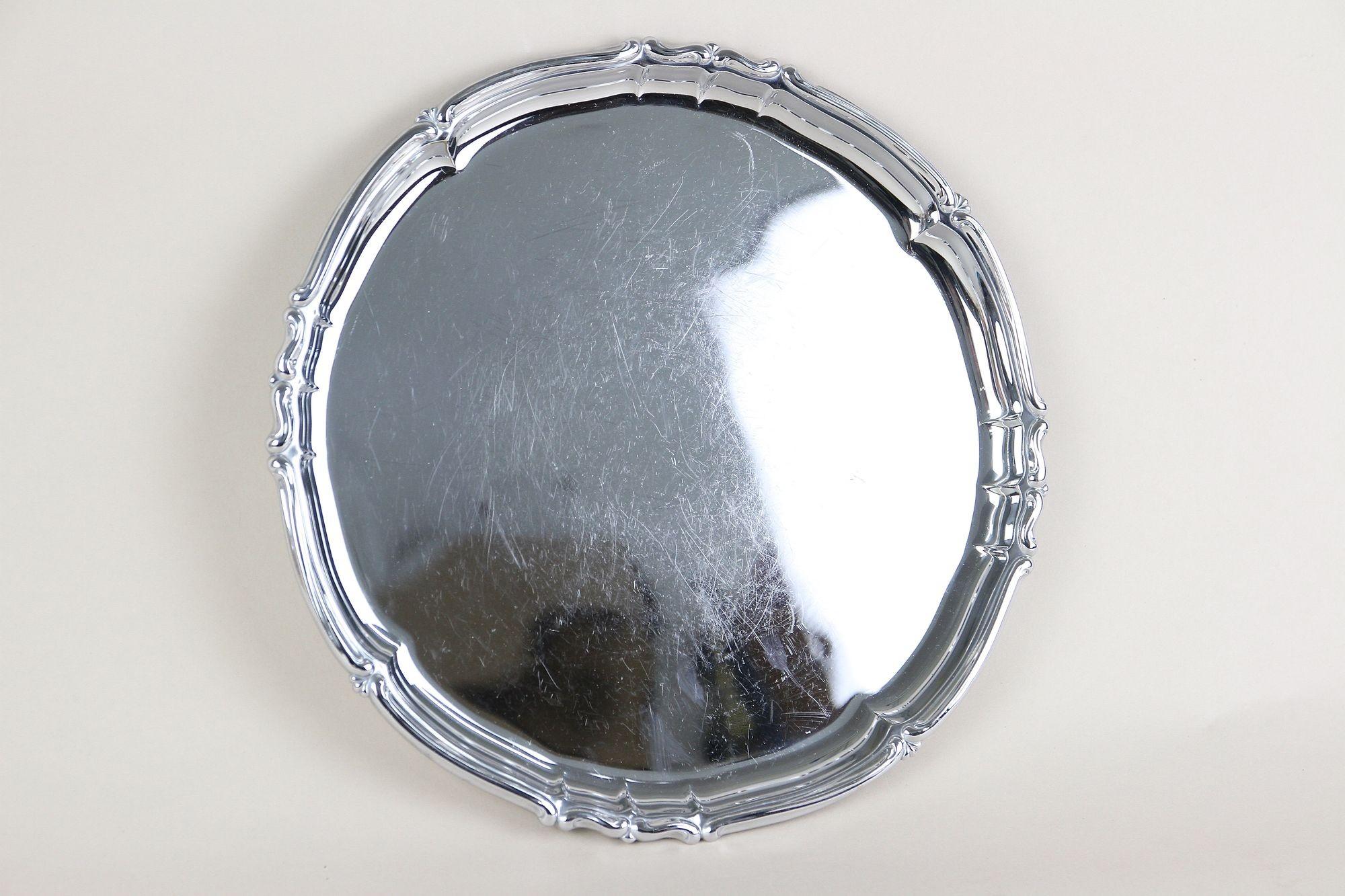 Plateau de service en argent du 20ème siècle, marqué « Musbach, Allemagne, vers 1960 en vente 2
