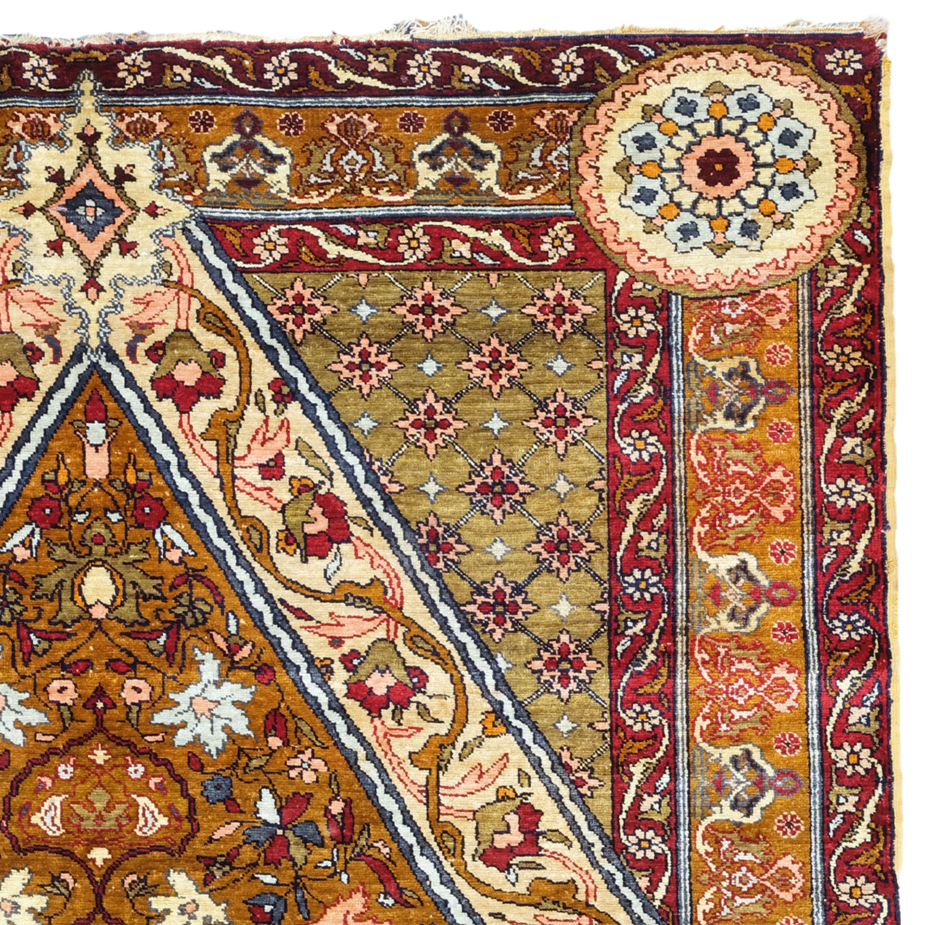 Alfombra de Seda Sivas Siglo XX, Alfombra Turca Vintage, Alfombra de Seda, Alfombra Turca Antigua en Bueno estado para la venta en Sultanahmet, 34