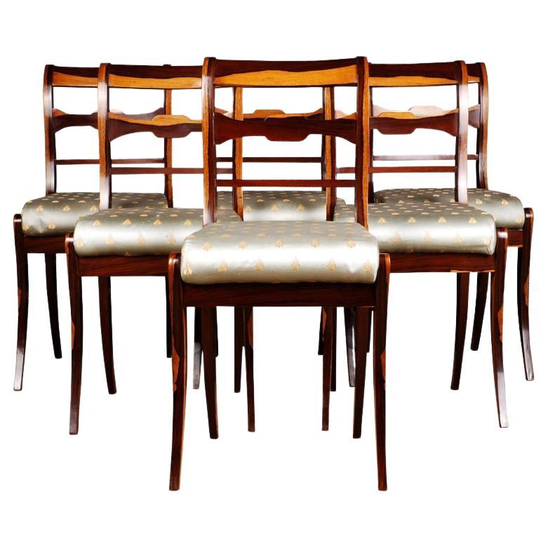 20th Century Six Chairs in the Biedermeier Style Palisander Veneer on Beechwood