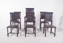 20th Century Six Dining Chairs with Leather
