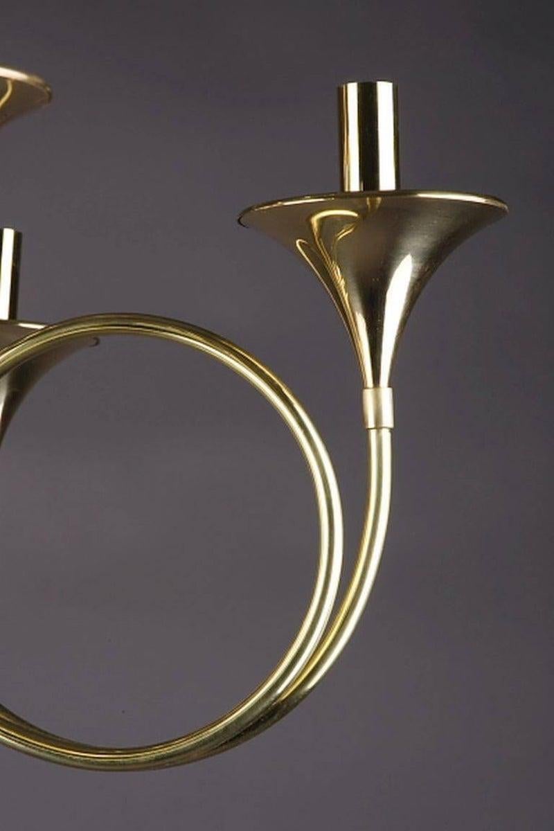 Candelabro da soffitto a sei corni da caccia del XX secolo in vendita 1