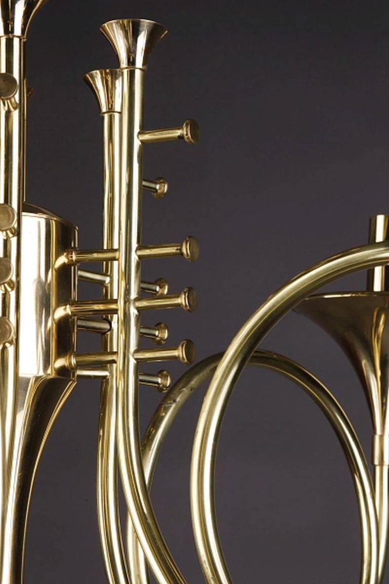 Candelabro da soffitto a sei corni da caccia del XX secolo in vendita 4