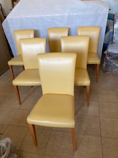 20th Century Six Italian Dining Chairs Vittoria Yellow Leather by Poltrona Frau