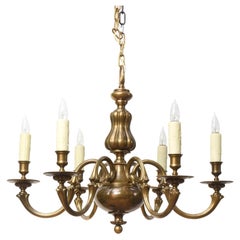 Lampadario a sei luci in ottone del XX secolo