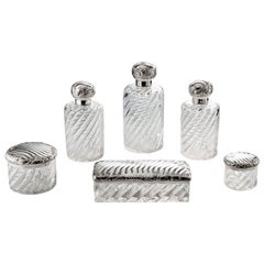 Set da toeletta in argento francese a sei pezzi del XX secolo di Gustave Keller, circa 1910