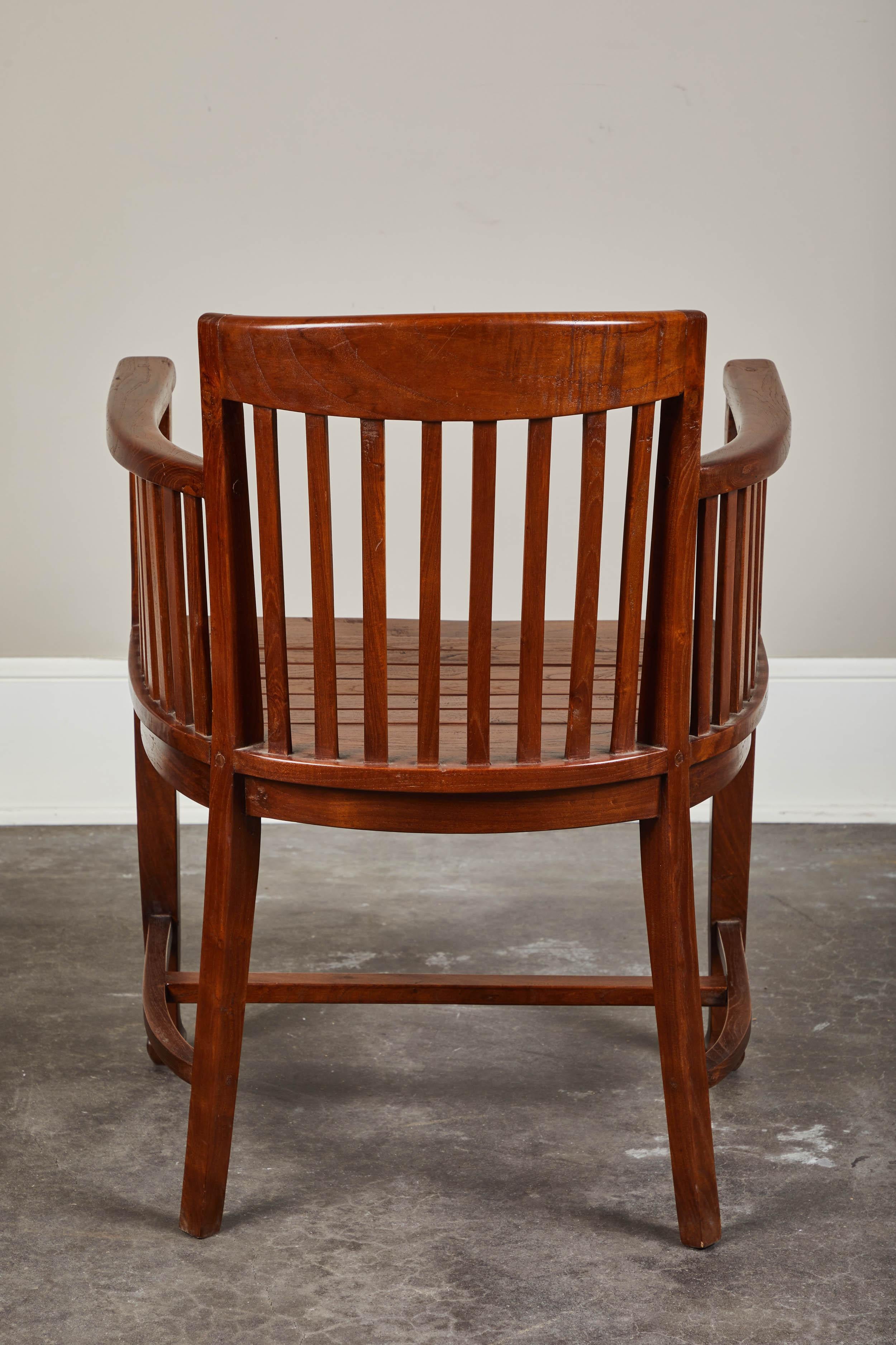 Anglo-Indian 20th Century Slatted Round Back Indonesian Armchair