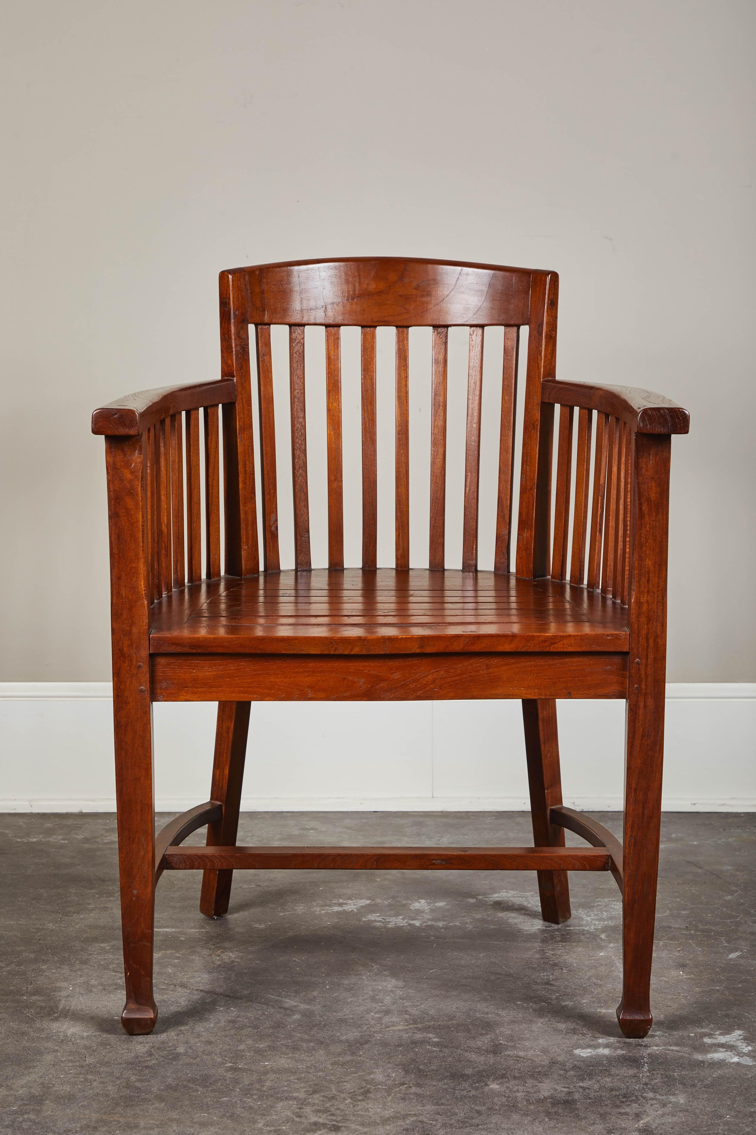 20th Century Slatted Round Back Indonesian Armchair 4