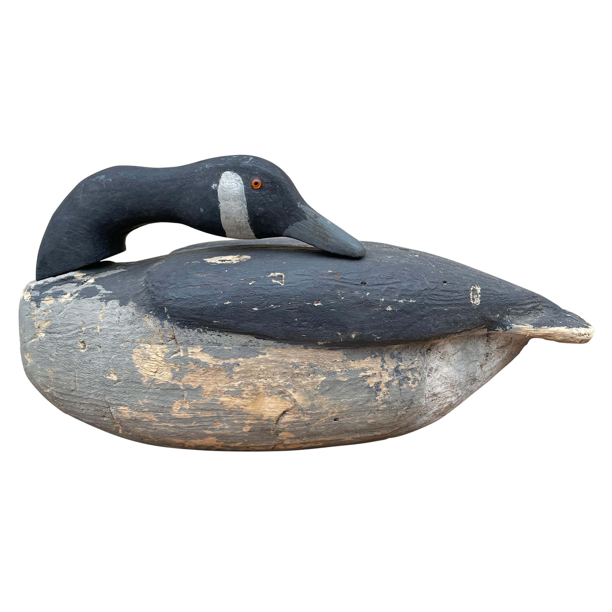 Wood 20th Century Sleeping Canada Goose Decoy For Sale