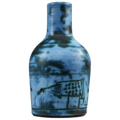 20th Century Small Blue Ceramic Vase by Jacques Blin
