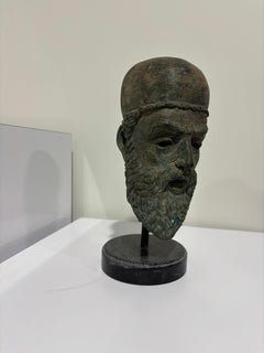 20th Century Small Bronze Bust on Circular Metal Stand