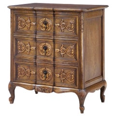 20th Century Small Carved Oak Commode Chest of Drawers