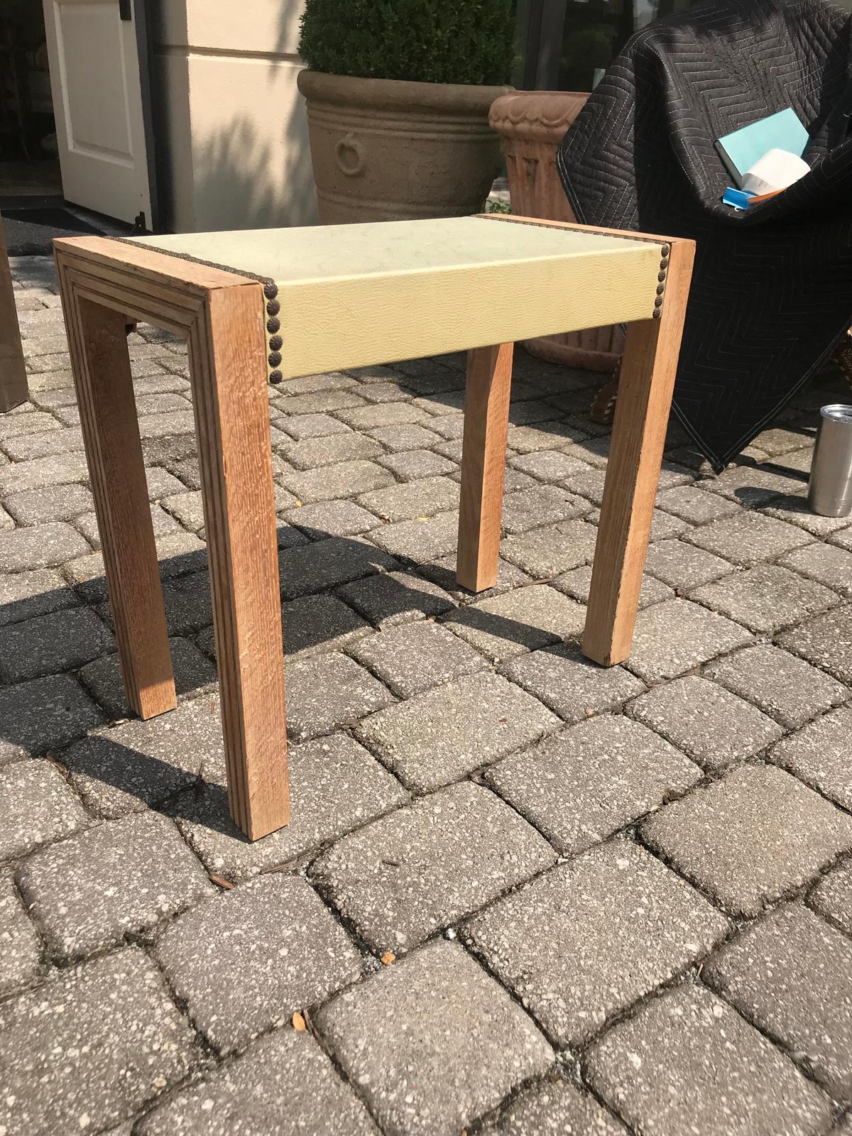 20th Century Small Cerused Oak Side Table with Faux Shagreen Top 1