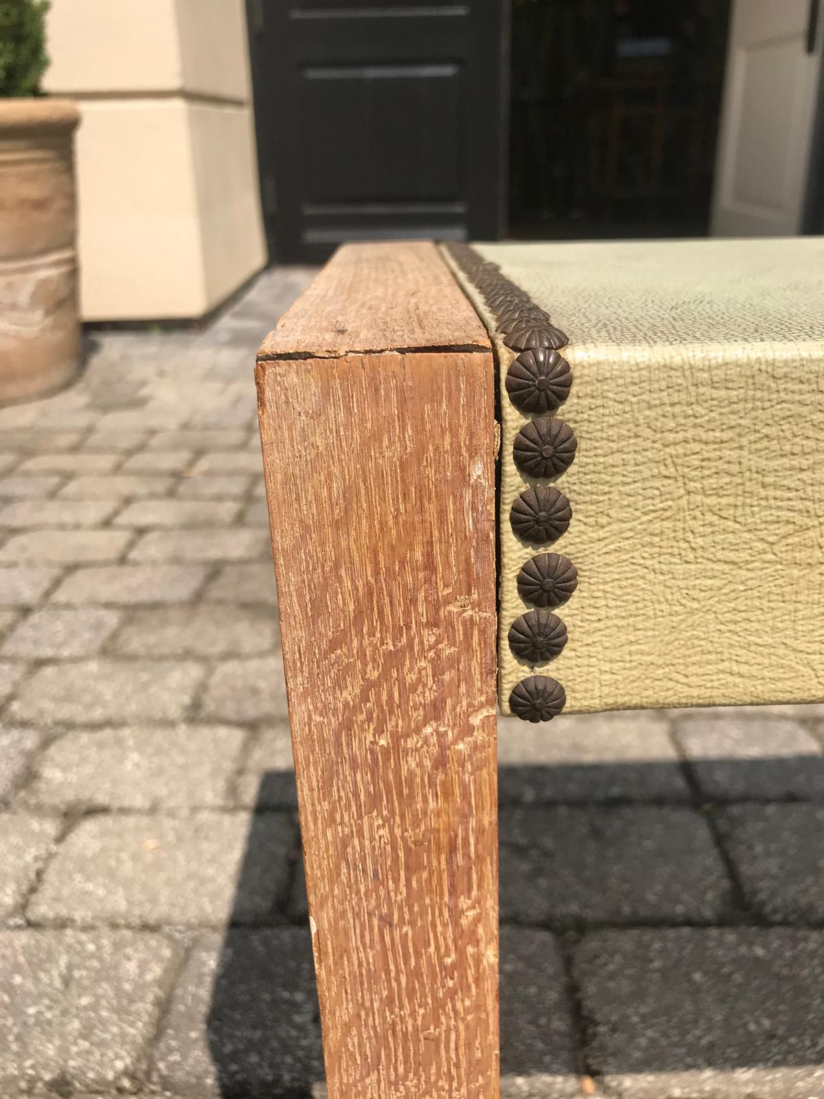 20th Century Small Cerused Oak Side Table with Faux Shagreen Top 4