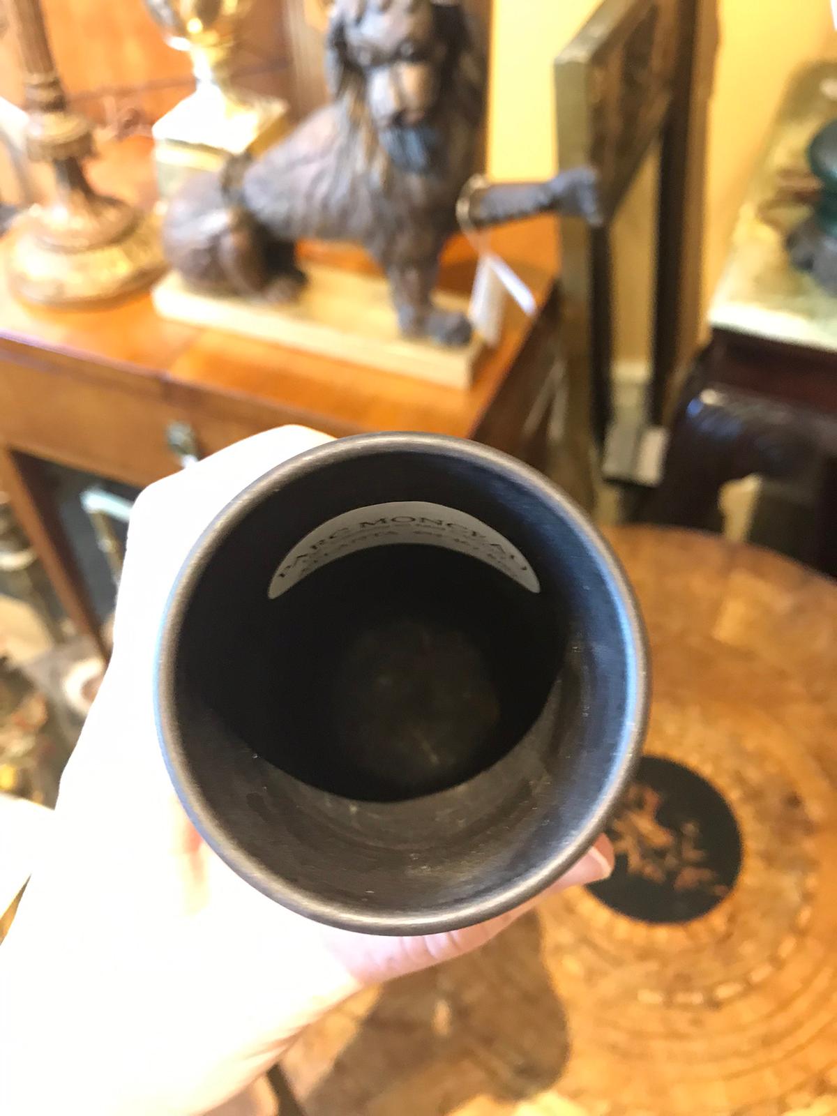 20th Century Small English Wedgwood Basalt Vase / Brush Pot, Marked 3