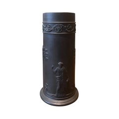 20th Century Small English Wedgwood Basalt Vase / Brush Pot, Marked