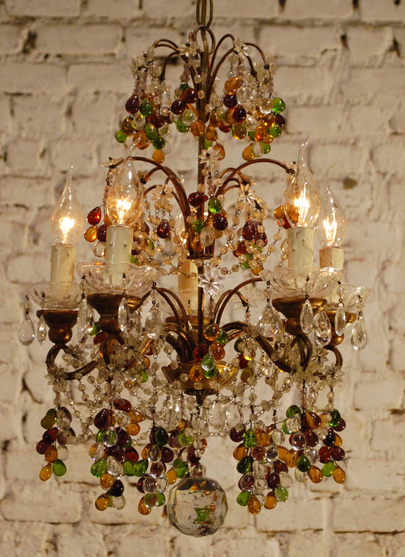 multi colored crystal chandelier