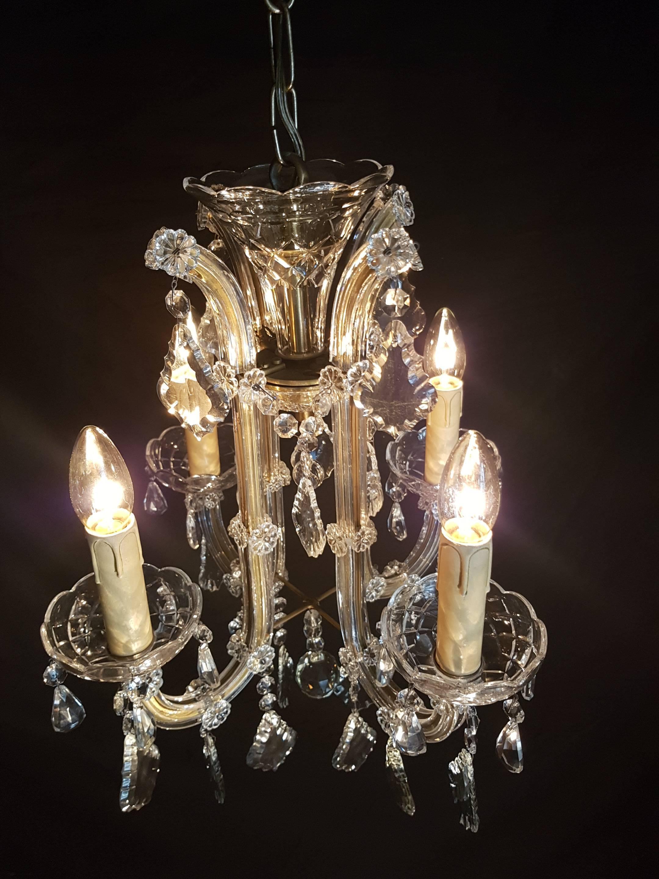 Mid-20th Century 20th Century Small Four-Light Maria Theresia Chandelier For Sale