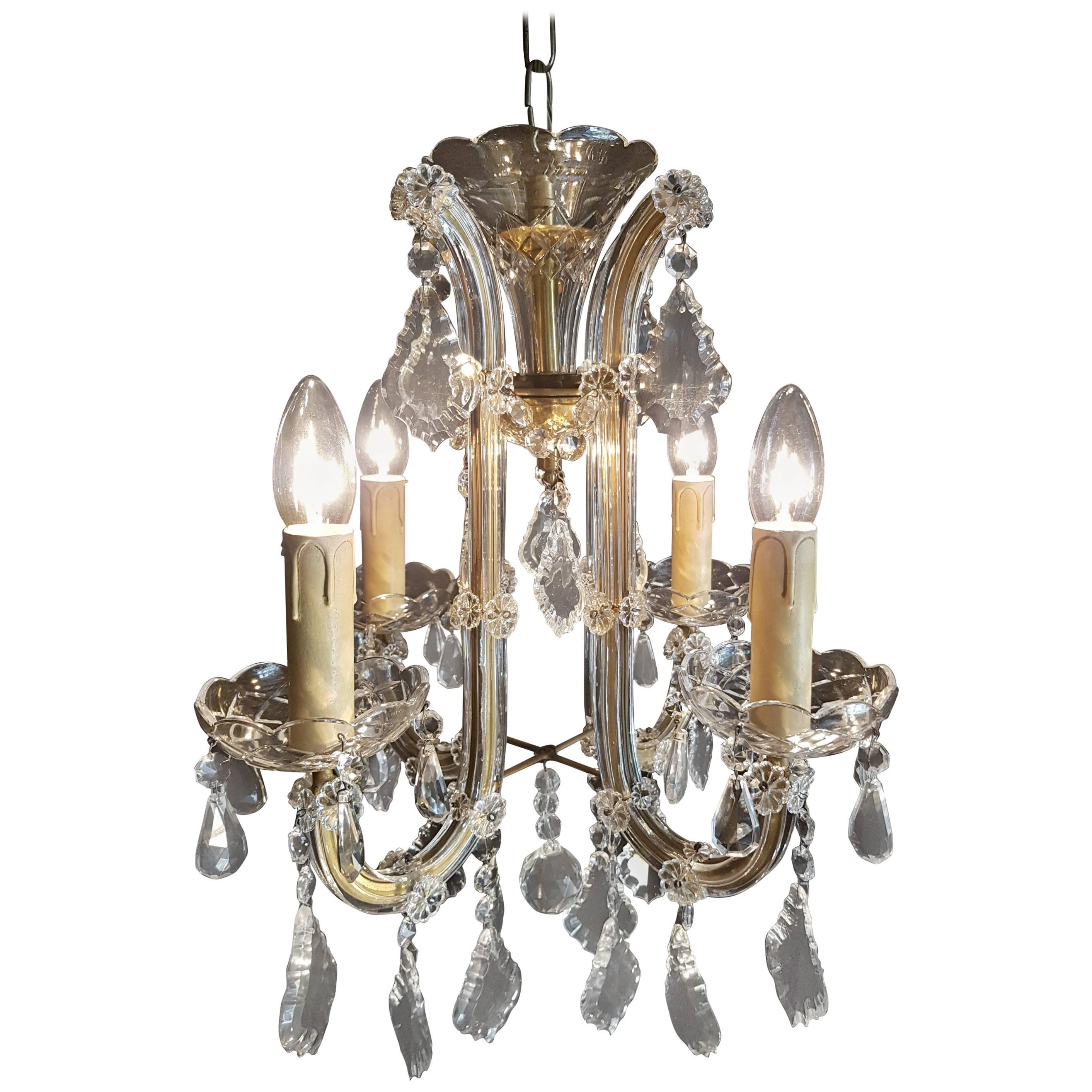 20th Century Small Four-Light Maria Theresia Chandelier For Sale