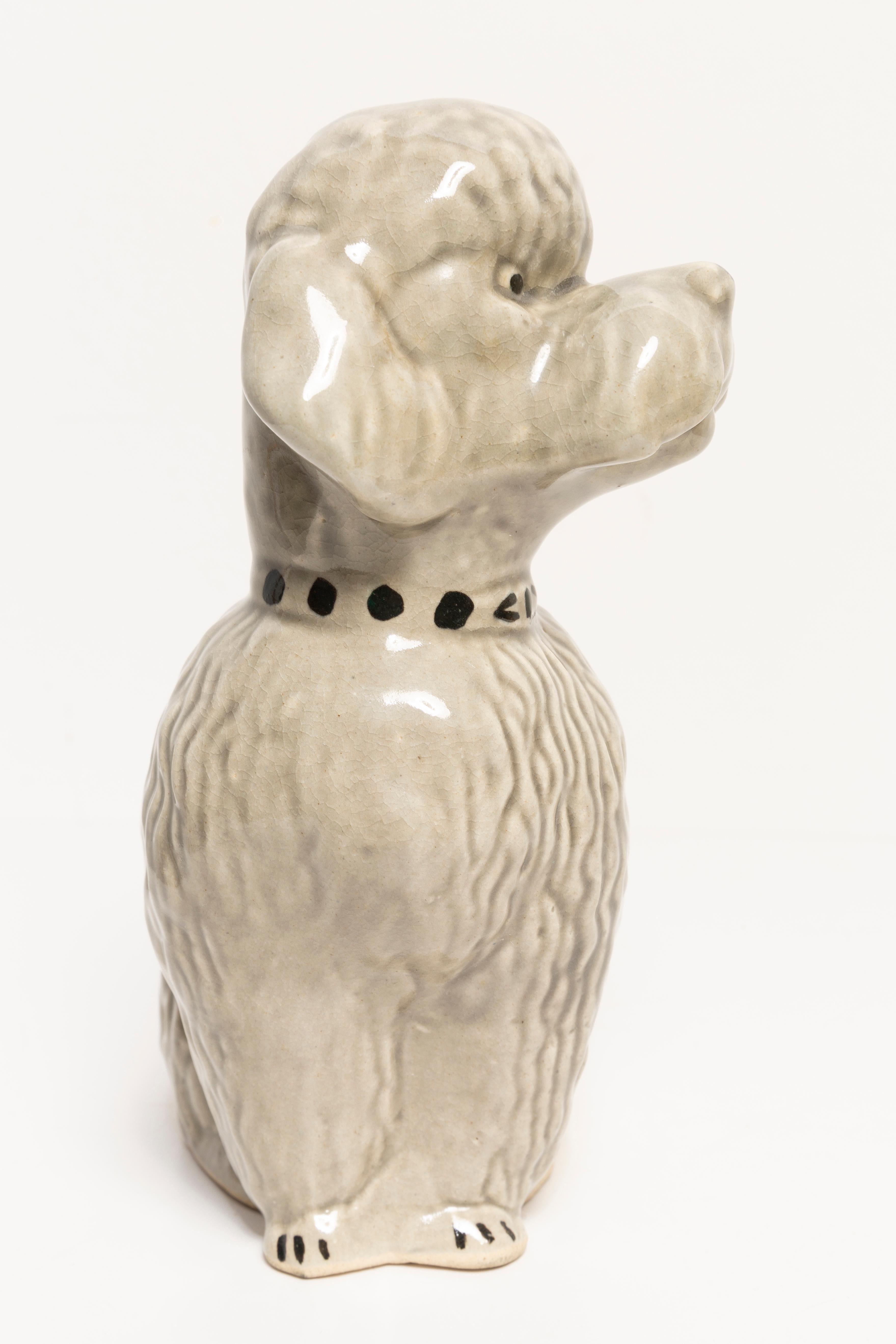 Mid-Century Modern 20th Century Small Gray Poodle Dog Sculpture, Italy, 1960s For Sale