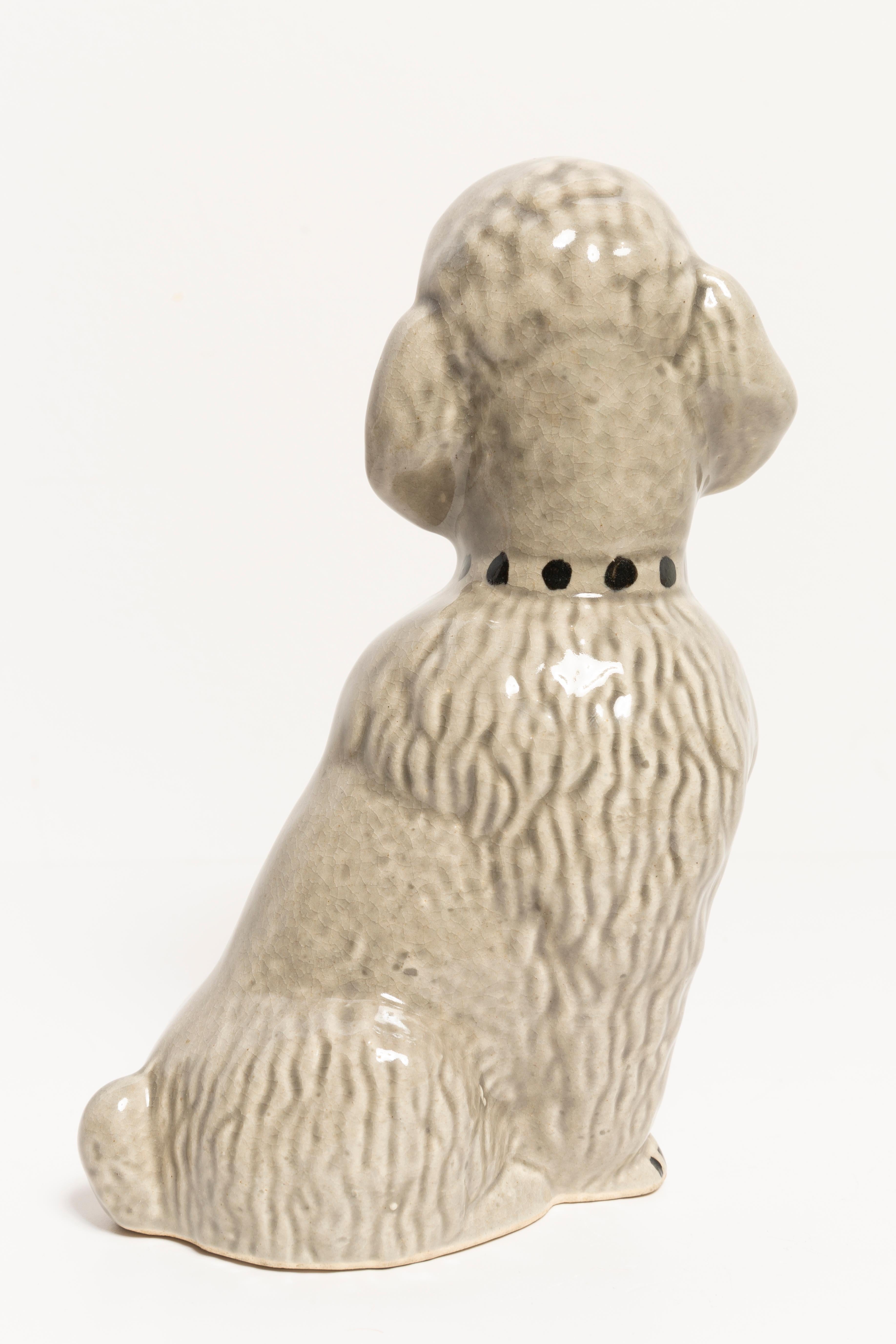 Hand-Painted 20th Century Small Gray Poodle Dog Sculpture, Italy, 1960s For Sale