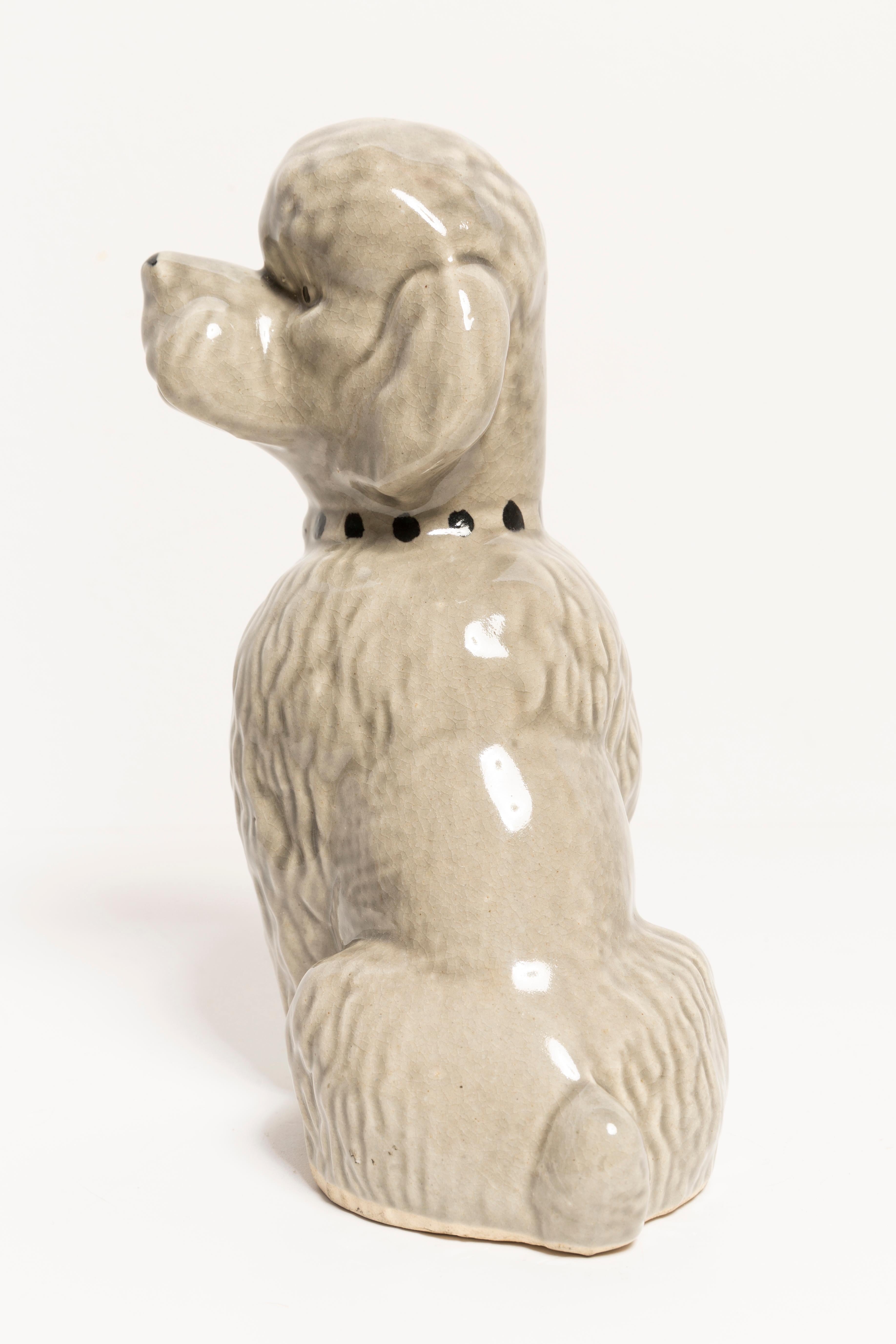 Ceramic 20th Century Small Gray Poodle Dog Sculpture, Italy, 1960s For Sale