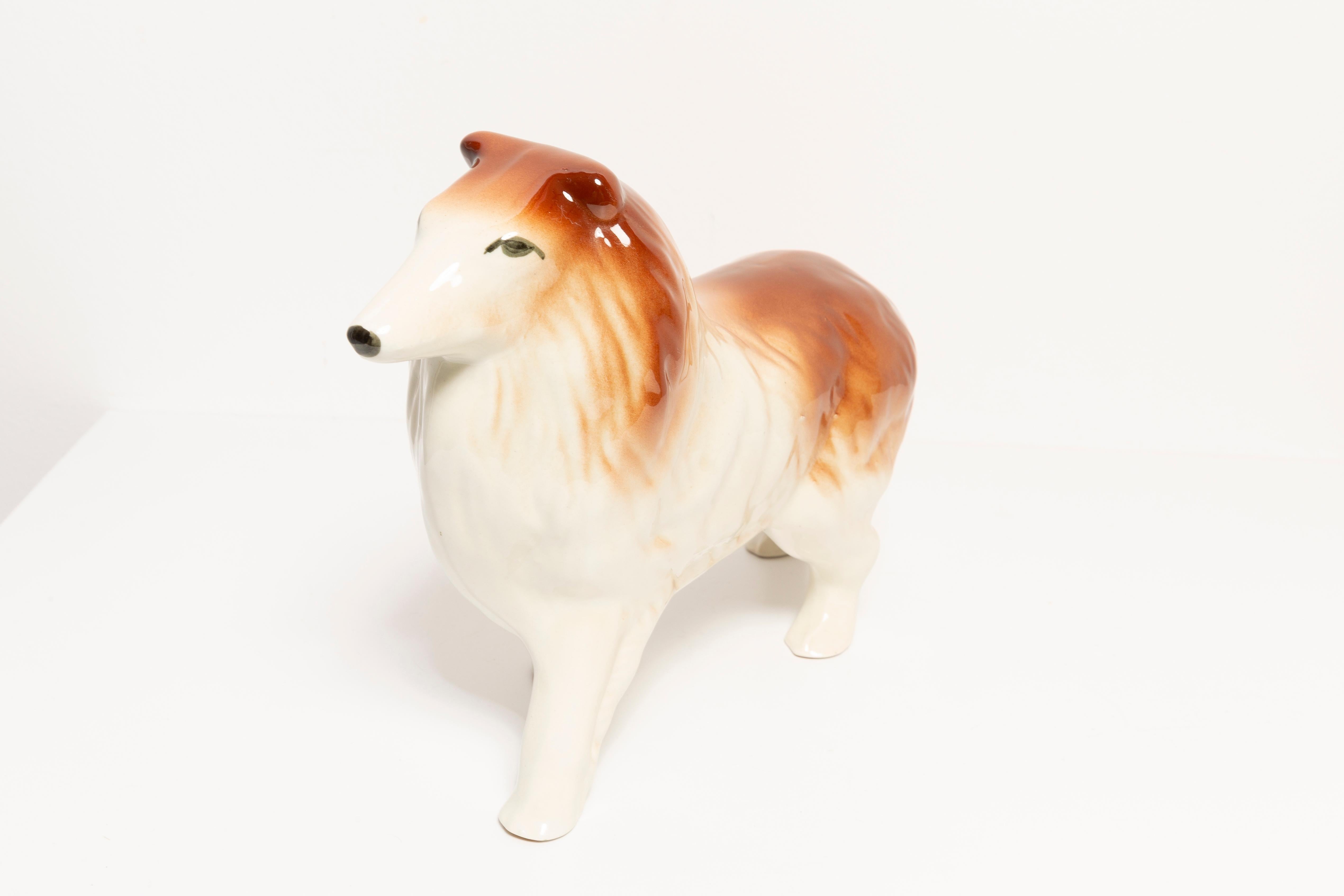 Hand-Painted 20th Century Small Lessie Dog Sculpture, Italy, 1960s For Sale