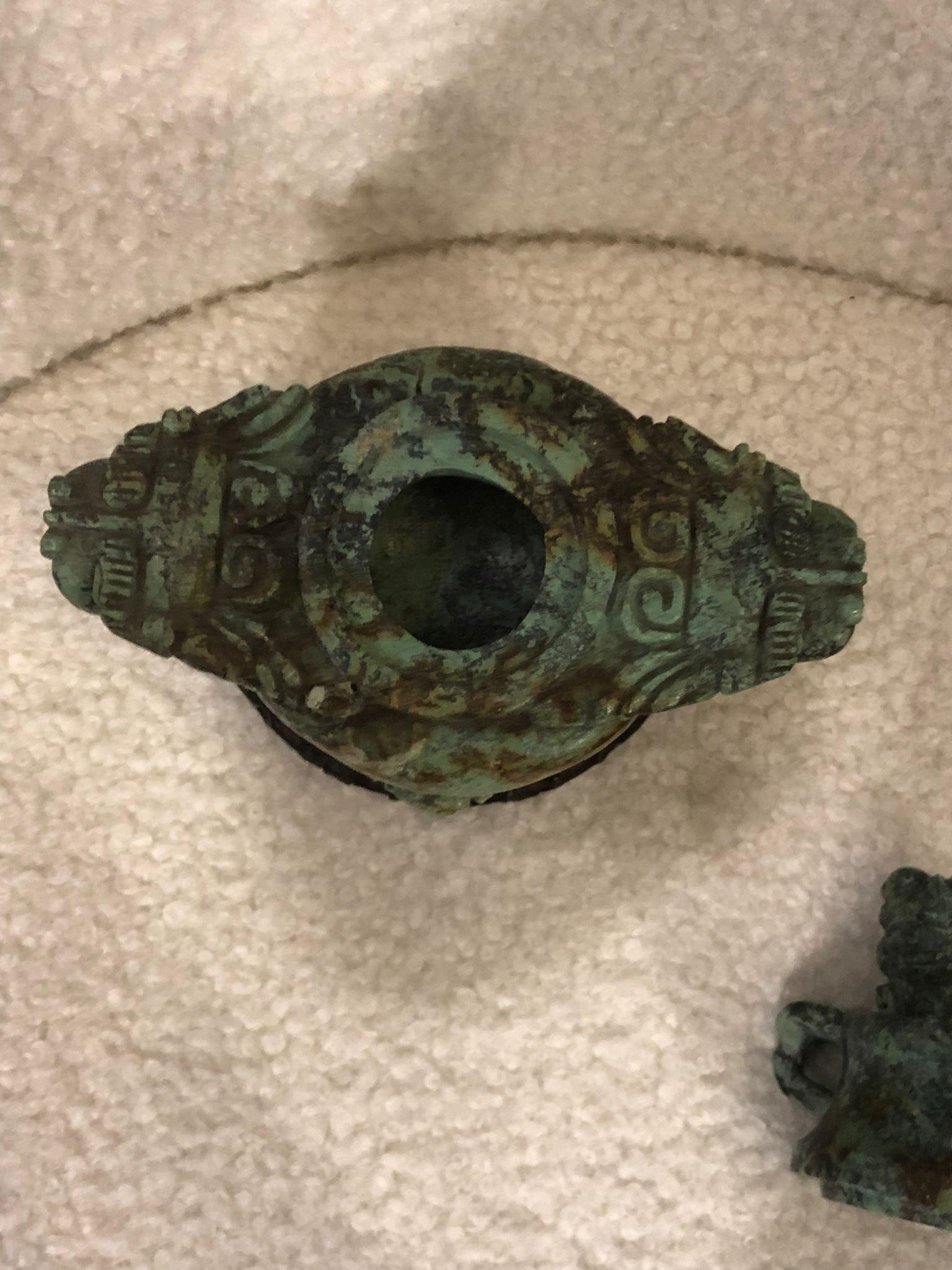 Pre-Columbian 20th Century, Small Mayan Art Style Turquoise Censer, Colombia 1960 For Sale